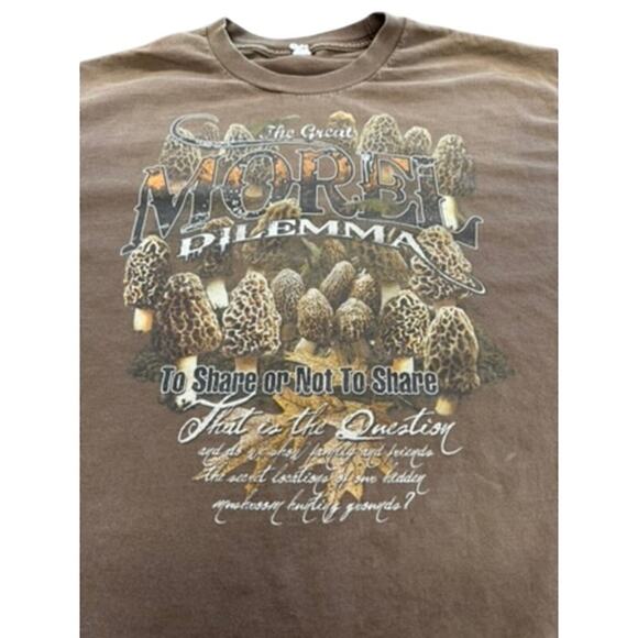 "ALSTYLE APPAREL" The Great Morel Dilemma T-Shirt VTG SZ L Mushrooms PLZ READ!!! - Picture 2 of 9